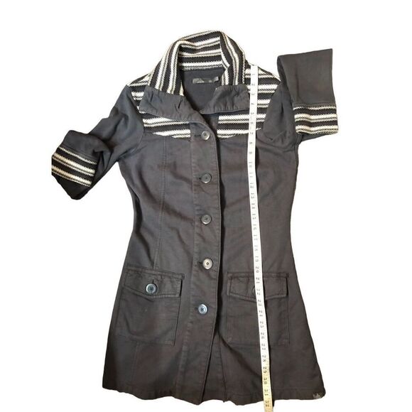 Prana Coat Knit Woven Button Up Pockets Long Jacket Gray XS - Picture 11 of 14